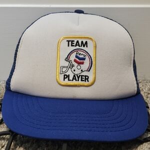 Vintage 80s Chevron Team Player Snapback Trucker Hat - Rare